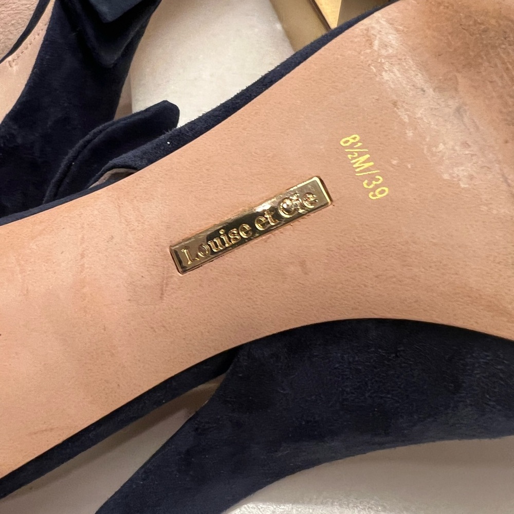 Louise et Cie Navy Suede Slingback Size 8.5 - Picture 12 of 13